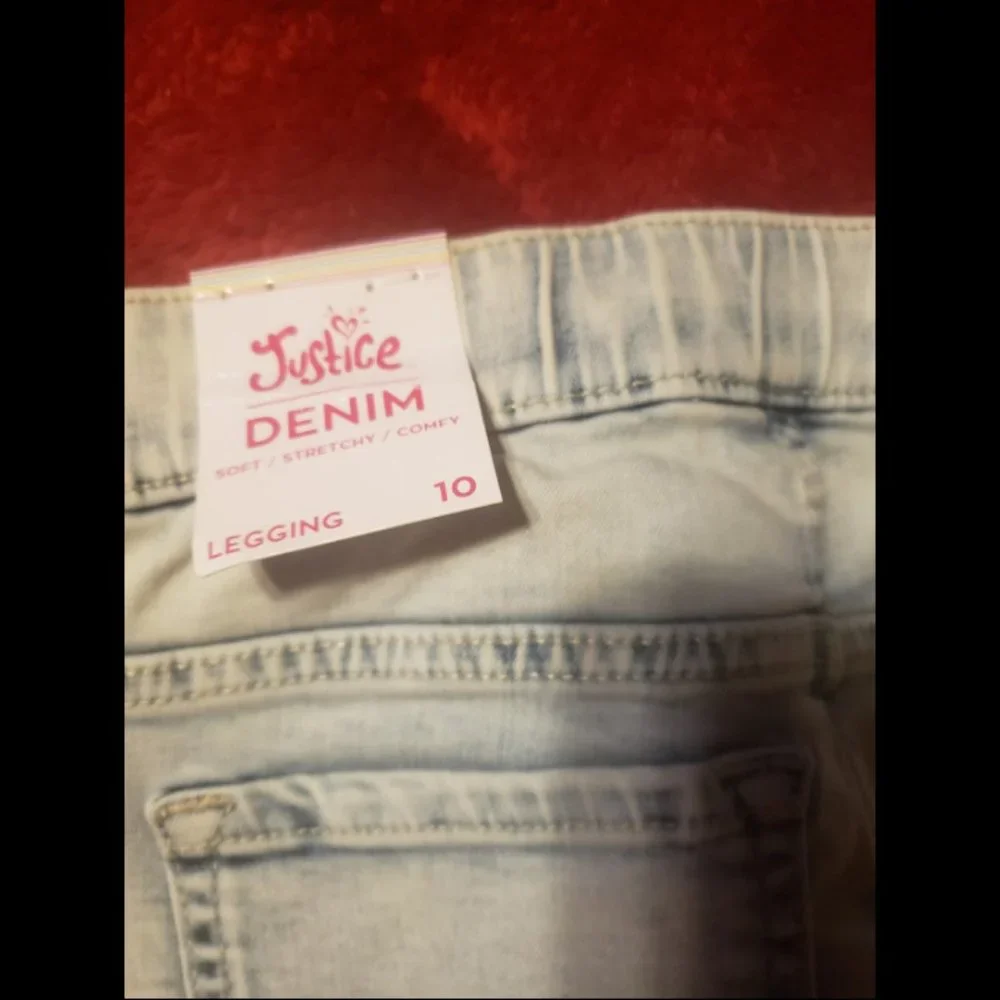 Brand New Girls Justice Denim Distressed Leggings